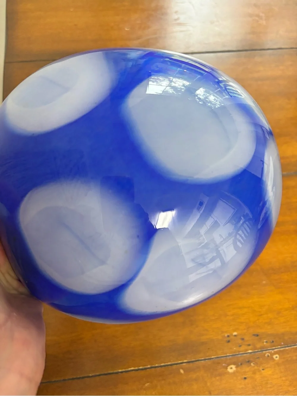 Handblown Blue White  Glass Vase